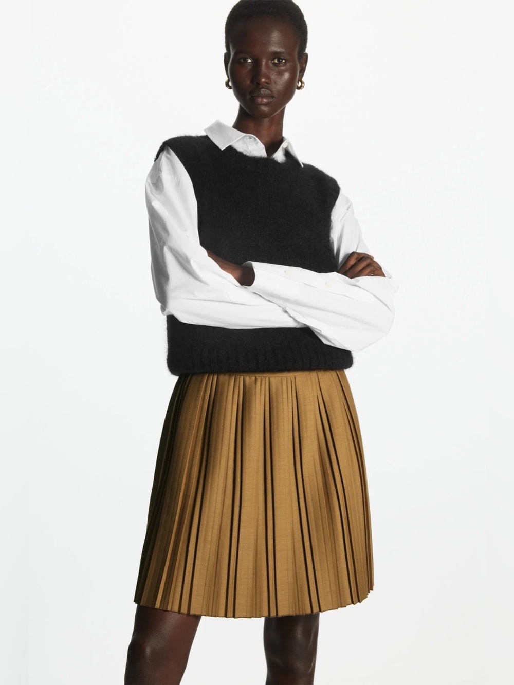 NWT COS pleated wool blend mini skirt Sz 8